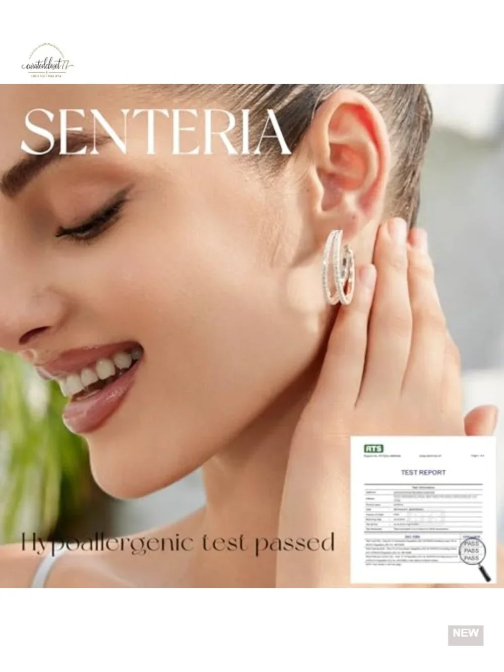 S925 Sterling Silver Double Hoop Earrings Hypoallergenic Non Tarnish Cubic